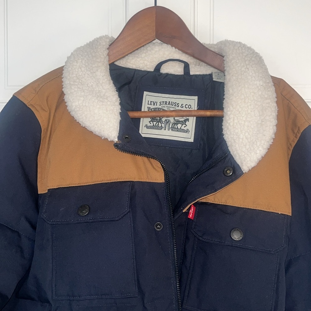 Levi's Men's Woodsman Sherpa Collar Puffer Jacket Small - Picture 3 of 8